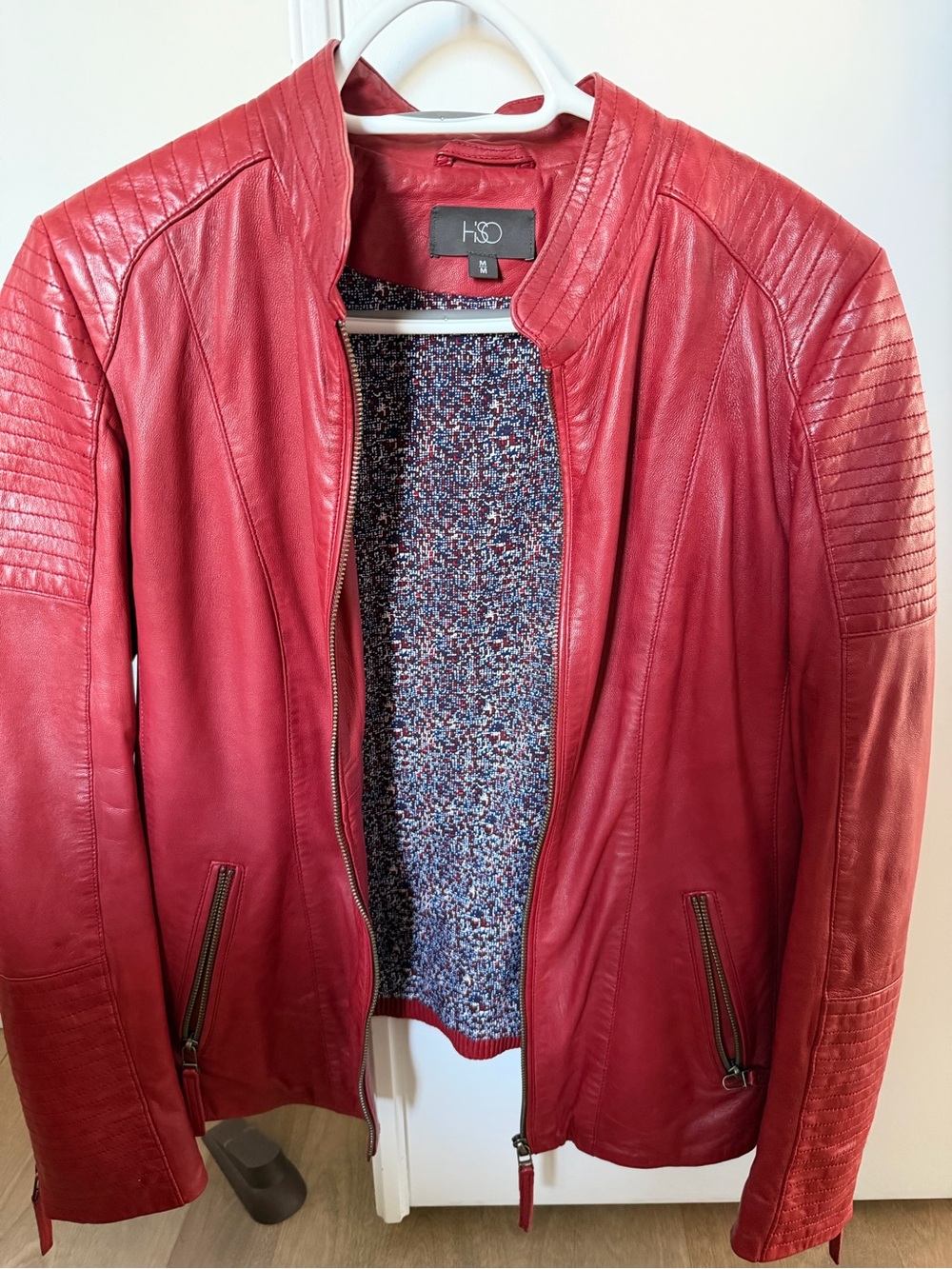 Red Leather Moto Jacket